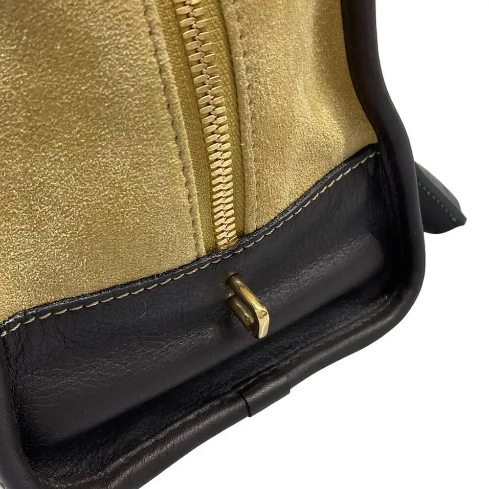 Loewe Amazona 28 Handbag 352.61.A03 Light Brown Dark Brown Suede Leather
